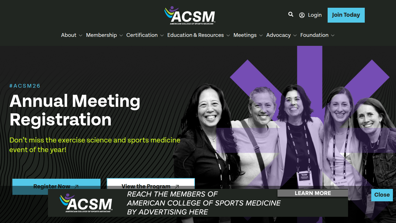 The official homepage of the American College of Sports Medicine (ACSM), a leading authority on exercise science and fitness guidelines.