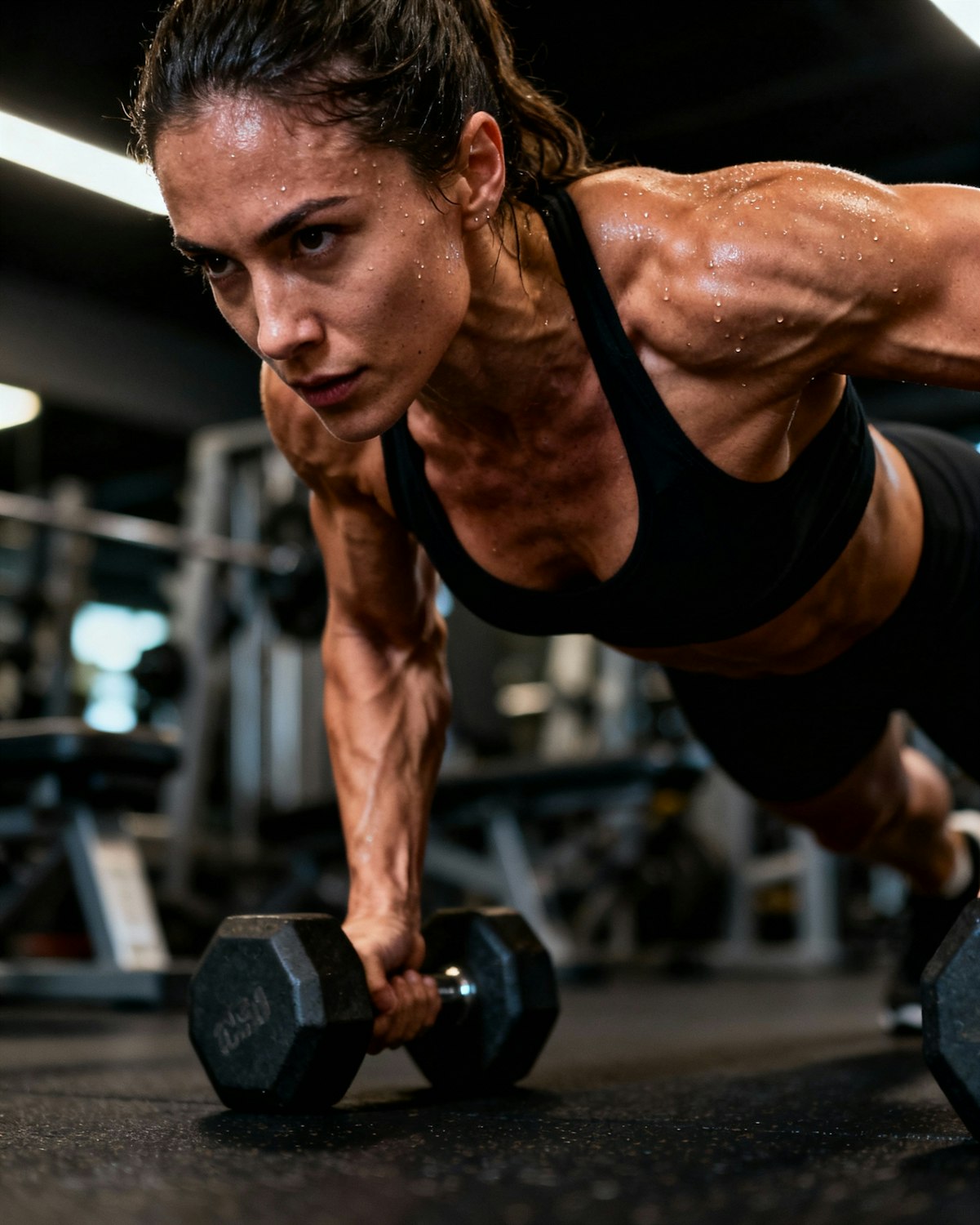 A woman performing a single-arm dumbbell bench press, highlighting how unilateral exercises address muscle imbalances and improve stability.