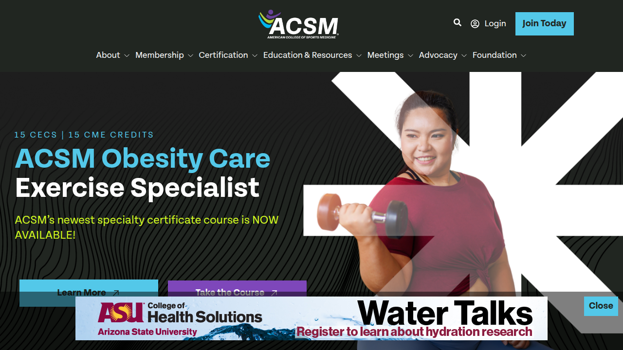 The official homepage of the American College of Sports Medicine (ACSM), a leading authority on exercise science and health guidelines.