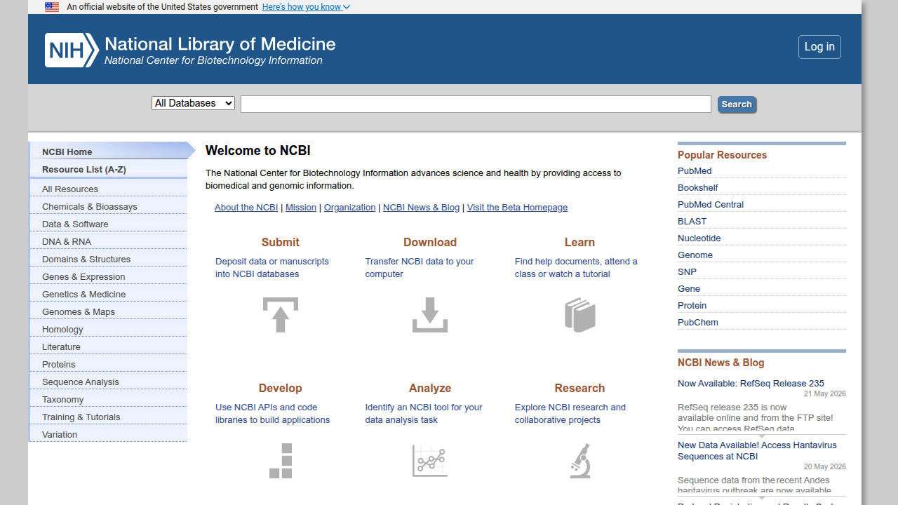 NCBI provides access to biomedical and genomic information, including research publications.