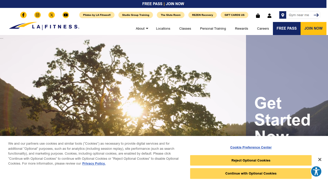 The official homepage for LA Fitness, providing information on gym locations and membership details.