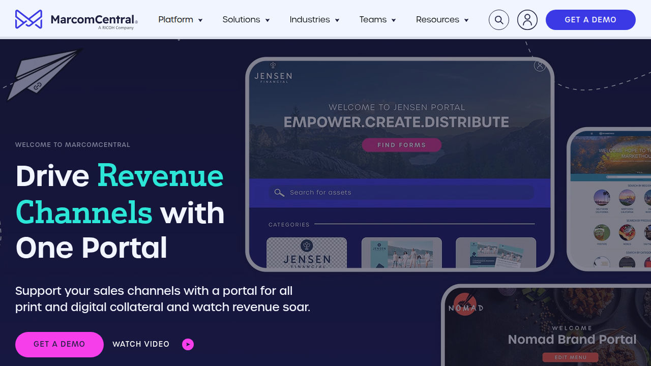 Homepage of Marcom, a marketing and communications agency.