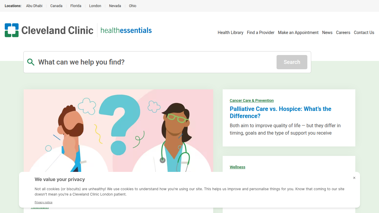 The Cleveland Clinic website, a trusted resource for understanding the benefits and risks of various foods like beef liver.